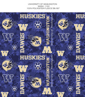 University of Washington Huskies Digi Camo Fleece Fabric Remnants