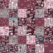 Official Licensed Mississippi State University Cheater Quilt Printed Cotton Fabric-Mississippi State Bulldogs Cotton Fabric with Patchwork Cheater Quilt Print-60 Width