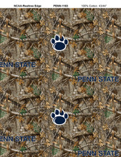 Penn State Nittany Lions Cotton Fabric with Realtree Camo Print or Matching Solid Cotton Fabrics