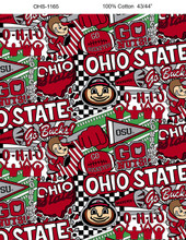 Ohio State University Buckeyes Cotton Fabric with Pop Art Print and Matching Solid Cotton Fabrics