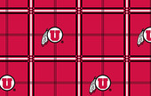 University of Utah Utes Flannel Fabric with Plaid Print