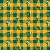 North Dakota State University Fleece Fabric with Buffalo Plaid design-Sold by the Yard