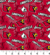 University of Louisville Cardinals Cotton Fabric with Tone On Tone Print or Matching Solid Cotton Fabrics
