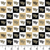 Wake Forest University Demon Deacons Cotton Fabric with Collegiate Check Print or Matching Solid Cotton Fabrics