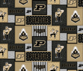 Purdue University Fleece Fabric with College Patch Design-Sold by the yard