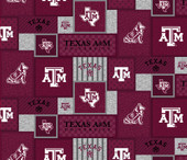 Texas A&M University Fleece Fabric with College Patch Design-Sold by the yard