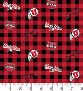 University of Utah Utes Cotton Fabric with Buffalo Plaid Print or Matching Solid Cotton Fabrics