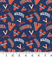 University of Virginia Cavaliers Cotton Fabric with Tone On Tone Print or Matching Solid Cotton Fabrics