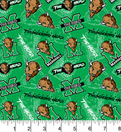 Marshall University Thundering Herd Cotton Fabric with Tone On Tone Print or Matching Solid Cotton Fabrics