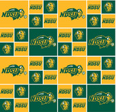 North Dakota State University Bison Cotton Fabric with Geometric Print and Matching Solid Cotton Fabrics