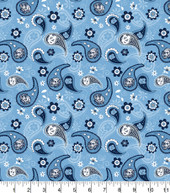 University of North Carolina UNC Tar Heels Cotton Fabric with Paisley Print or Matching Solid Cotton Fabrics