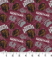 University of Montana Grizzlies Cotton Fabric with Tone On Tone Print and Matching Solid Cotton Fabrics