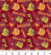 Minnesota Duluth University Bulldogs Cotton Fabric with Tone On Tone Print or Matching Solid Cotton Fabrics