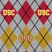 USC Fleece Fabric Super Soft Collegiate Heather Argyle Design-Sold by the Yard