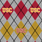 USC Fleece Fabric Super Soft Collegiate Heather Argyle Design-Sold by the Yard