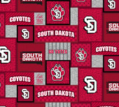 University of South Dakota Fleece Fabric with College Patch Design-Sold by the yard