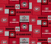 St. Cloud State University Fleece Fabric with College Patch Design-Sold by the yard