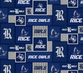 Rice University Fleece Fabric with College Patch Design-Sold by the yard