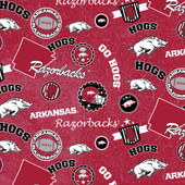 University of Arkansas Razorbacks Cotton Fabric with Home State Print or Matching Solid Cotton Fabrics