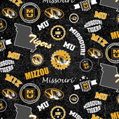 University of Missouri Tigers Cotton Fabric with Home State Print or Matching Solid Cotton Fabrics