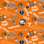University of Tennessee Volunteers Cotton Fabric with Home State Print and Matching Solid Cotton Fabrics