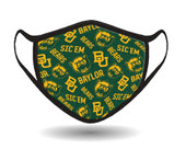 Baylor University Face Mask with Anti-microbial & Probiotics-100% Cotton-Individually Packaged-Adjustable Earloop