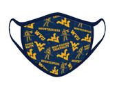 West Virginia University Face Mask with Anti-microbial & Probiotics-100% Cotton-Individually Packaged-Adjustable Earloop