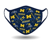 University of Michigan Face Mask with Anti-microbial & Probiotics-100% Cotton-Individually Packaged-Adjustable Earloop