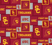 University of Southern California Fleece Fabric with College Patch Design-Sold by the yard