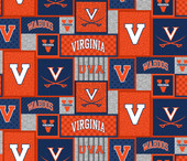 University of Virginia Fleece Fabric with College Patch Design-Sold by the yard