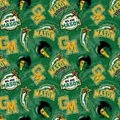 George Mason University Patriots Cotton Fabric with Tone On Tone Print or Matching Solid Cotton Fabrics