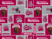 UNIVERSITY OF MONTANA-COLLEGE-UNIVERSITY-LOGO-PRINTED-FLEECE-NO SEW FLEECE BLANKET-FABRIC