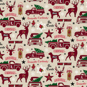 University of Louisville Cardinals Cotton Fabric with Christmas Print or Matching Solid Cotton Fabrics