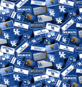 University of Kentucky Wildcats Cotton Fabric with License Plate Print or Matching Solid Cotton Fabrics