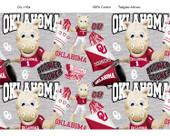 University of Oklahoma Sooners Cotton Fabric with Mascot Heather Print or Matching Solid Cotton Fabrics