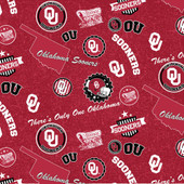 University of Oklahoma Sooners Cotton Fabric with Home State Print