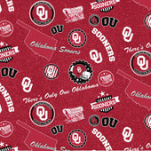 University of Oklahoma Sooners Cotton Fabric with Home State Print or Matching Solid Cotton Fabrics