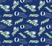 Florida Gulf Coast University Eagles Cotton Fabric with Tone On Tone Print and Matching Solid Cotton Fabrics