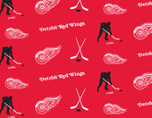 Detroit Red Wings Fleece Fabric with Classic All Over Print-Sold By the Yard