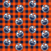 Edmonton Oilers Flannel Fabric with Buffalo Plaid Print