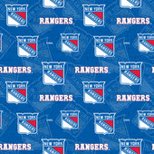 New York Rangers Cotton Fabric with Tone on Tone Print or Matching Solid Cotton Fabrics