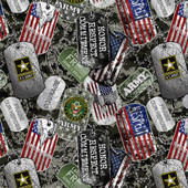 United States Army Cotton Fabric by Sykel-U.S. Army Dog Tags