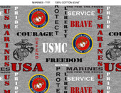 United States Marine Corp Cotton Fabric by Sykel-U.S. Marines Heather Ground