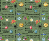 Old Farmers Almanac Cotton Fabric Collection by Sykel-OFA Green Words