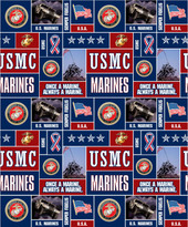 United States Marine Corp Fleece Blanket Fabric-U.S. Marines Geometric
