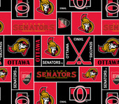 Ottawa Senators Fleece Fabric with Geometric Print-Sold By the Yard