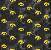 University of Iowa Hawkeyes Cotton Fabric with Tye Dye Print or Matching Solid Cotton Fabrics