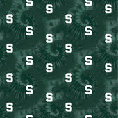 Michigan State University Spartans Cotton Fabric with Tye Dye Print or Matching Solid Cotton Fabrics