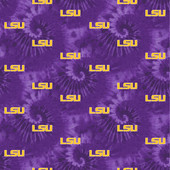 Louisiana State University LSU Tigers Cotton Fabric with Tye Dye Print or Matching Solid Cotton Fabrics