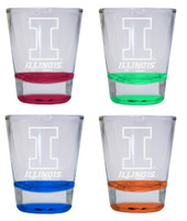 4-Pack Illinois Fighting Illini Etched Round Shot Glass 2 oz